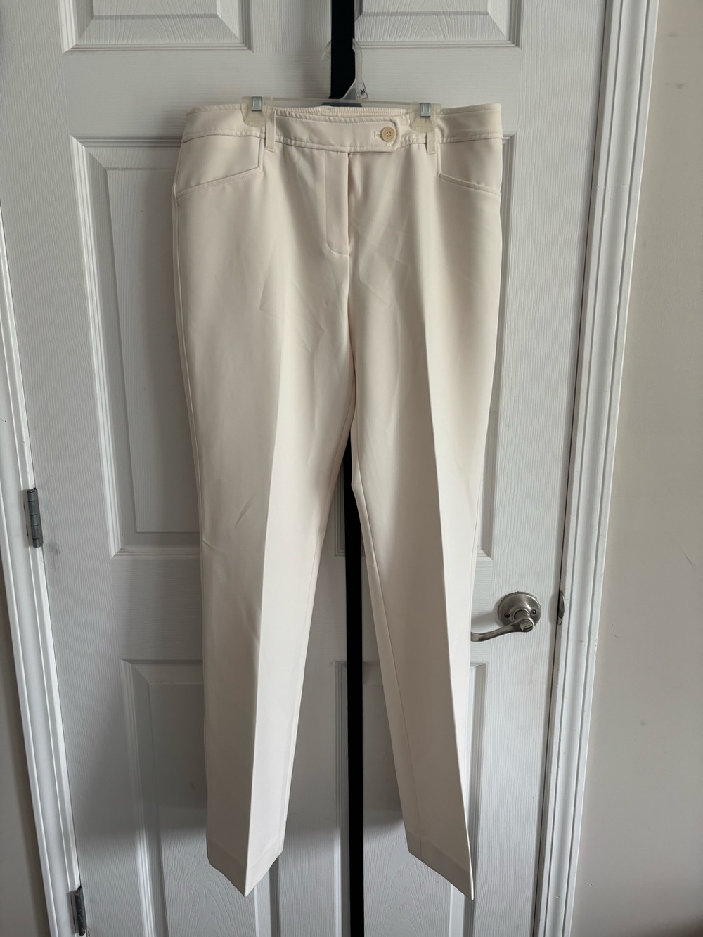 Anne Klein Cream Straight-Leg Tailored Trousers
